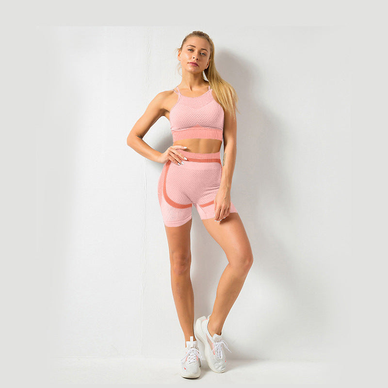 Women's sports quick-drying shorts and bra set