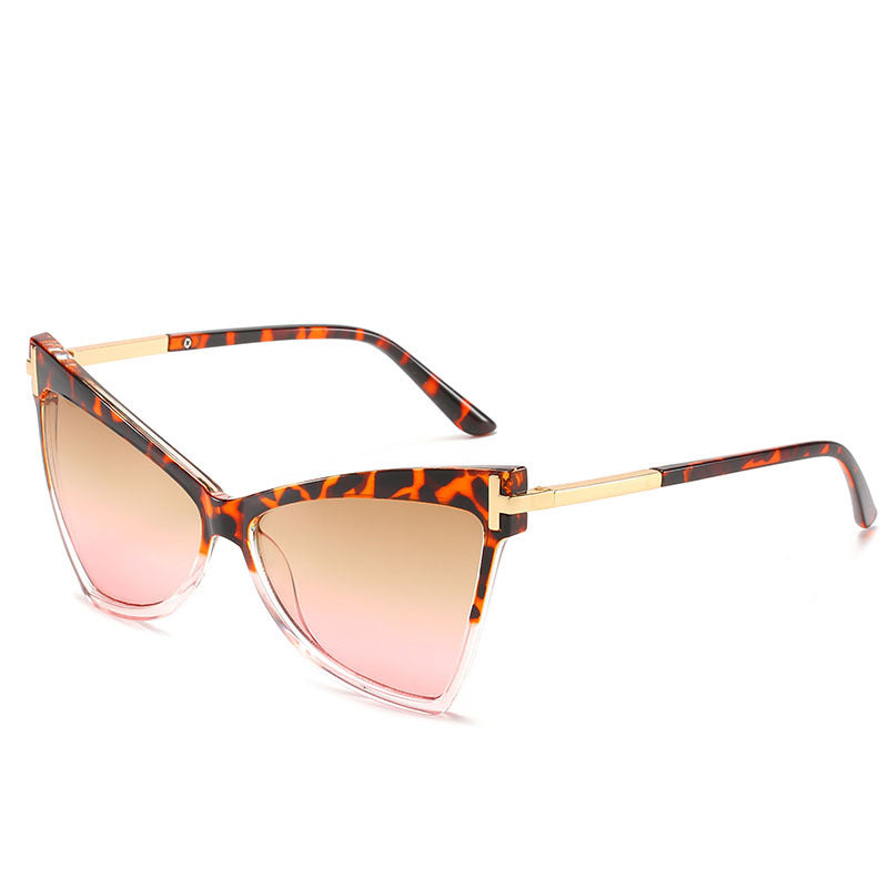 Fashion Triangle T-shaped Ocean Color Cat Eye Glasses