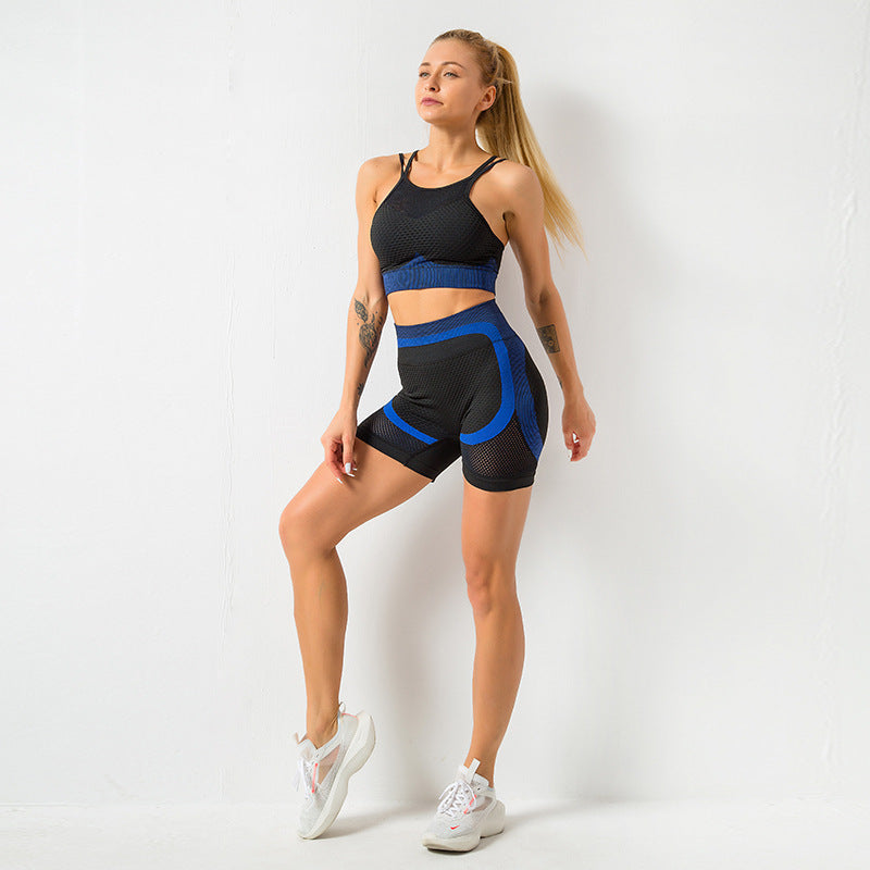 Women's sports quick-drying shorts and bra set