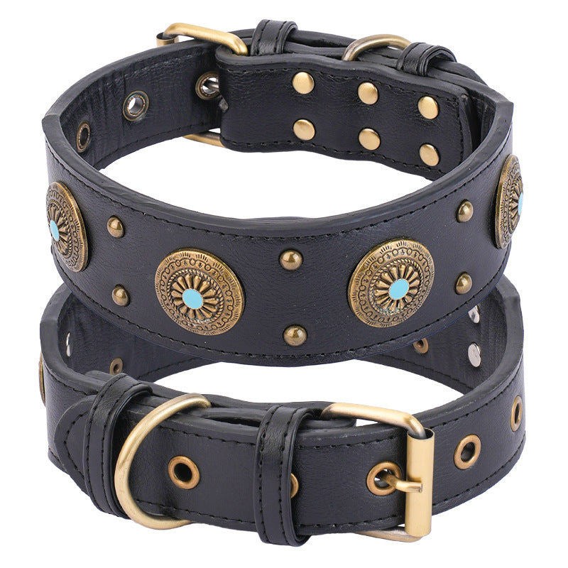 High-end Retro Leather Collar Medium And Large Dogs