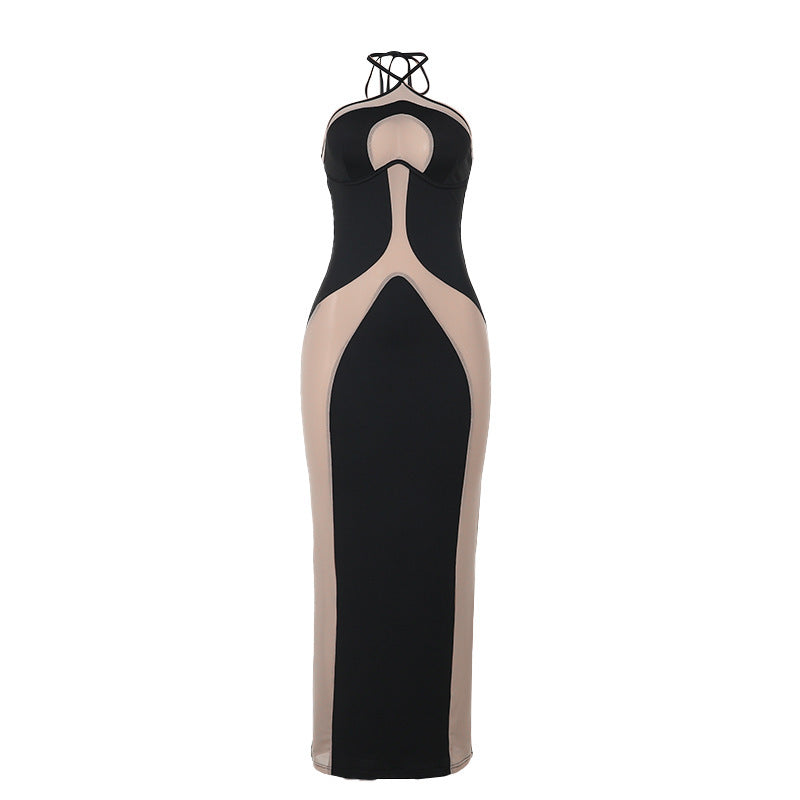 Halter Spaghetti Straps Slim Fit Hollow Sexy Dress