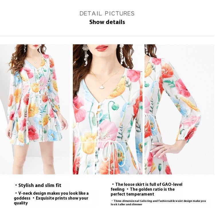 Printed Wide Swing Short Mini Dress