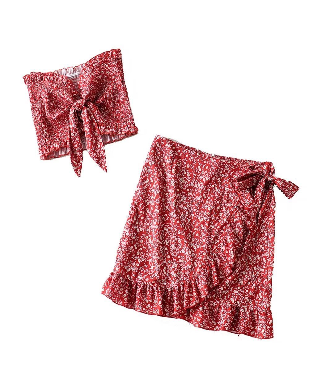 European And American Style Women's Clothing French Sexy Hot Girl Strap Tank-top Skirt Suit