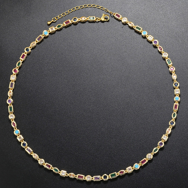 European And American Color Diamond Bracelet Necklace For Women