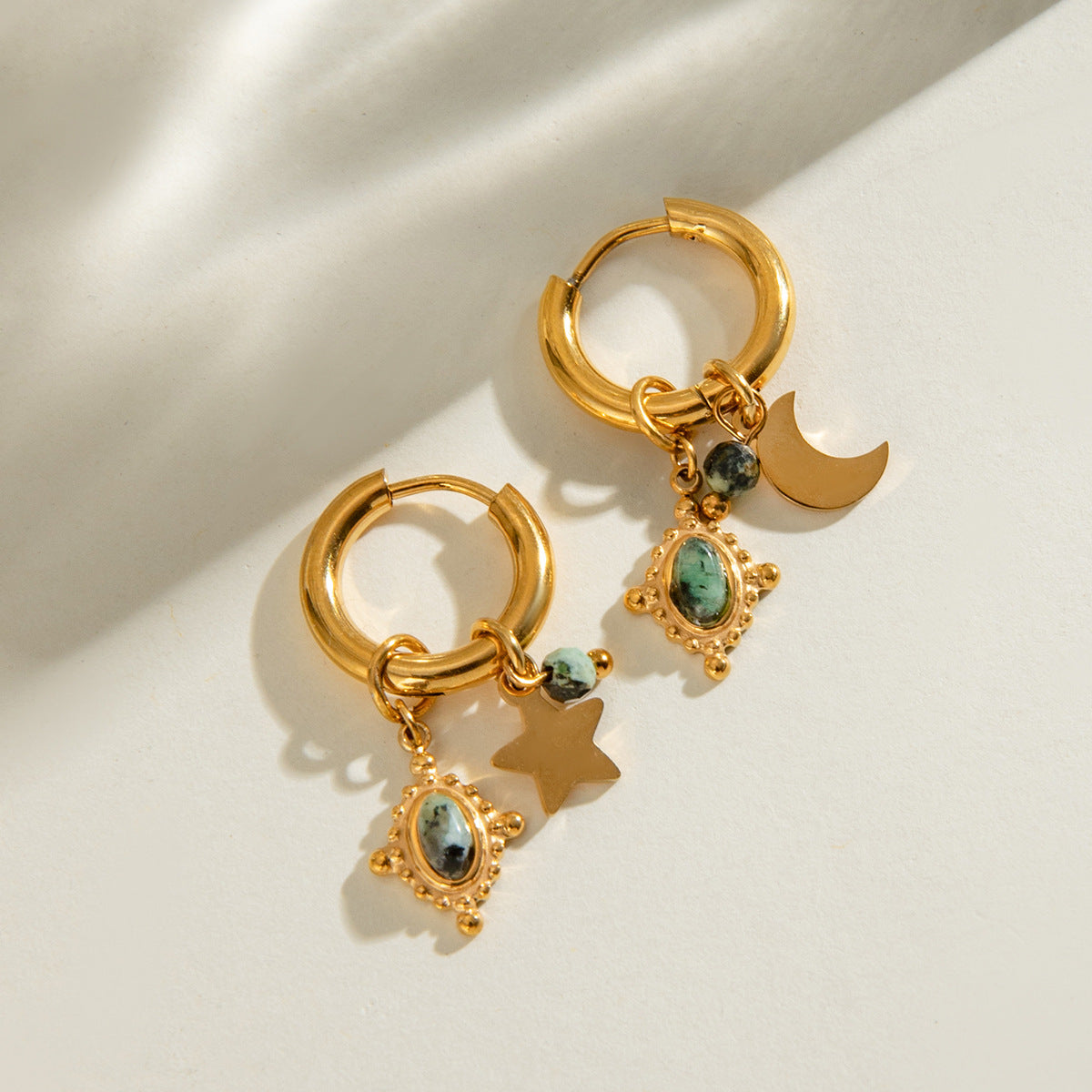 Fashion Stainless Steel Star Moon Ear Clip