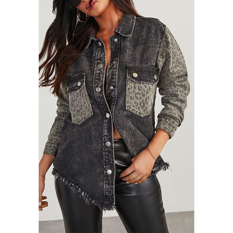 Women's European And American Fashion All-match Printed Long-sleeved Jacket