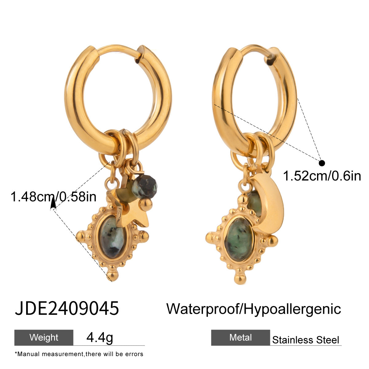 Fashion Stainless Steel Star Moon Ear Clip