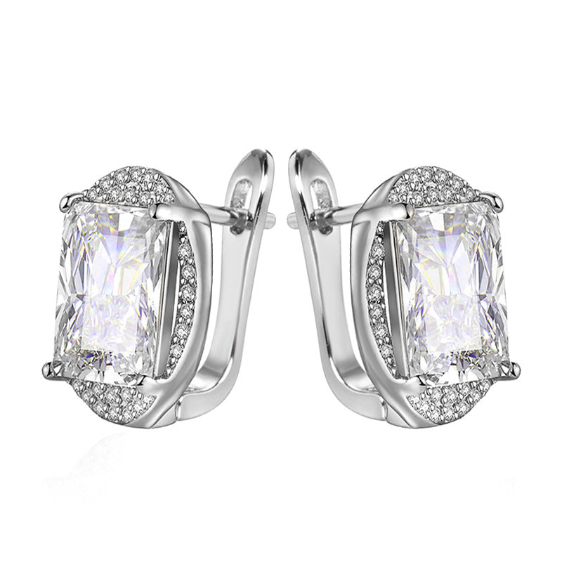 Rose Gold Square Zircon Earrings For Women