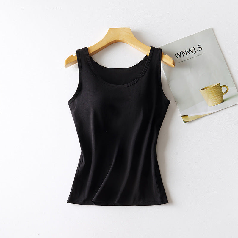 Women's Solid Color Casual 95 Cotton Tape Chest Pad Vest