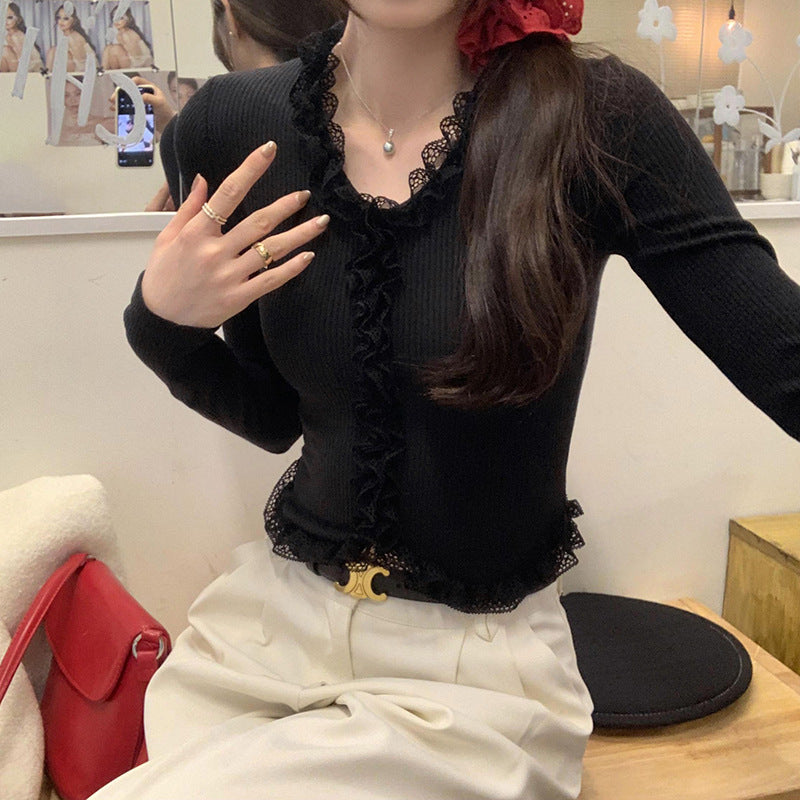 Lace Slim Women Long-t-shirt