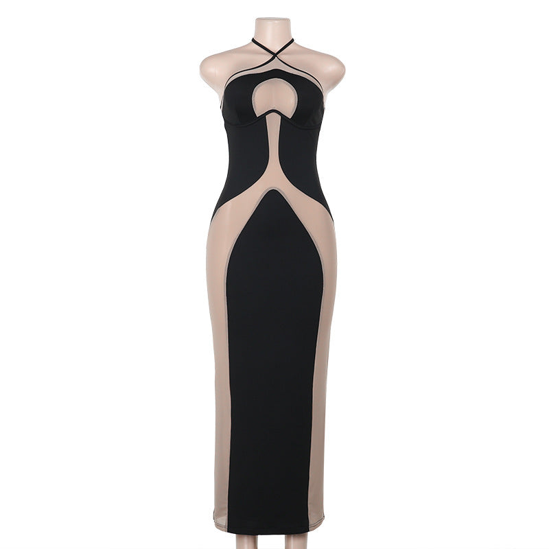 Halter Spaghetti Straps Slim Fit Hollow Sexy Dress