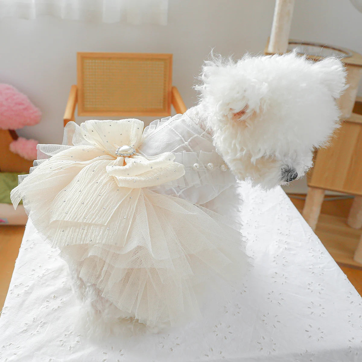 Dog Clothing Tulle Tutu Skirt Chest And Back High-end Wedding Dress