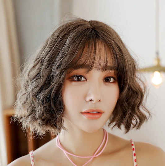 Wig female short curly hair corn hot bobo wave head natural realistic chemical fiber wig headgear