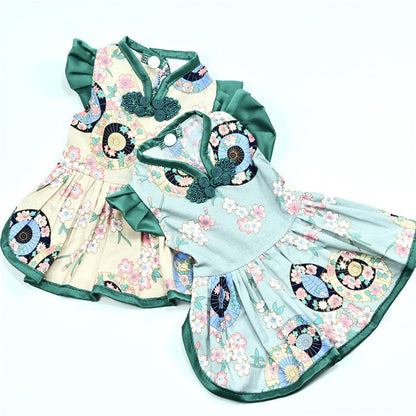 New Pet Dress Dog Retro Chinese Style Princess Dress Summer Dress Factory Wholesale One Drop Shipping