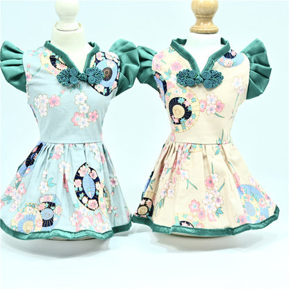 New Pet Dress Dog Retro Chinese Style Princess Dress Summer Dress Factory Wholesale One Drop Shipping