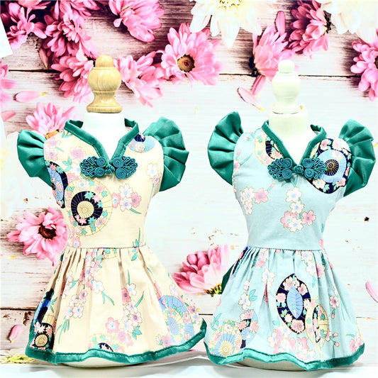 New Pet Dress Dog Retro Chinese Style Princess Dress Summer Dress Factory Wholesale One Drop Shipping