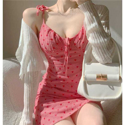 Love Polka Dot Waist Bag Hip Plaid Suspender Skirt