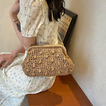 Fashion Woven Bag One Shoulder Hollow Out Beach Bag