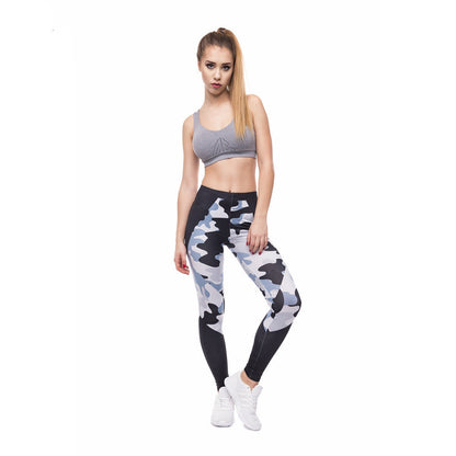 Black European and American printed cropped trousers