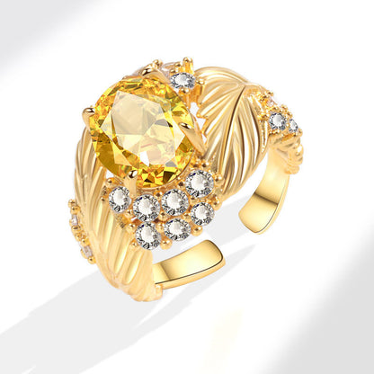 Twilight Yellow Gem Leaves Ring