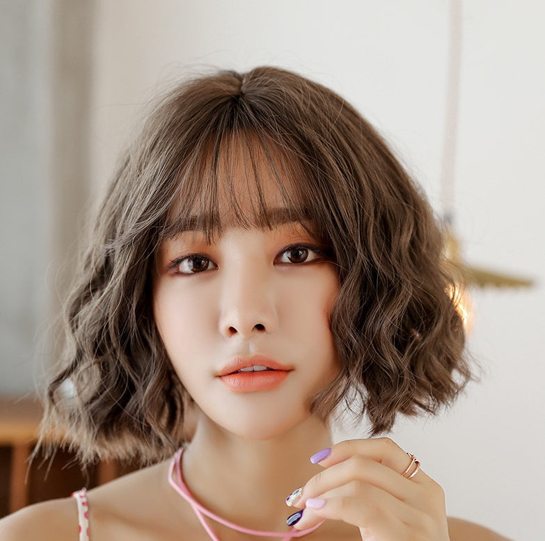 Wig female short curly hair corn hot bobo wave head natural realistic chemical fiber wig headgear