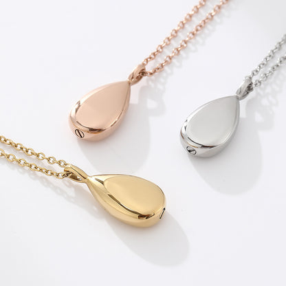 Water Drop Glossy Stainless Steel Geometric Openable Necklace