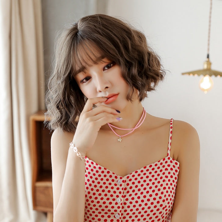 Wig female short curly hair corn hot bobo wave head natural realistic chemical fiber wig headgear