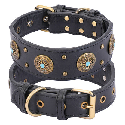 High-end Retro Leather Collar Medium And Large Dogs