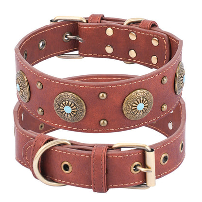 High-end Retro Leather Collar Medium And Large Dogs