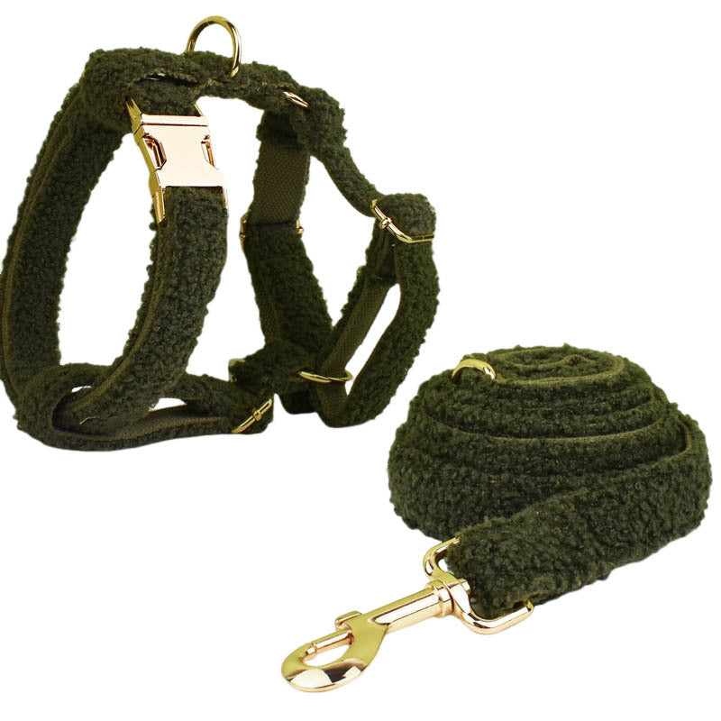 Army Green Velvet Pet Collar Vest
