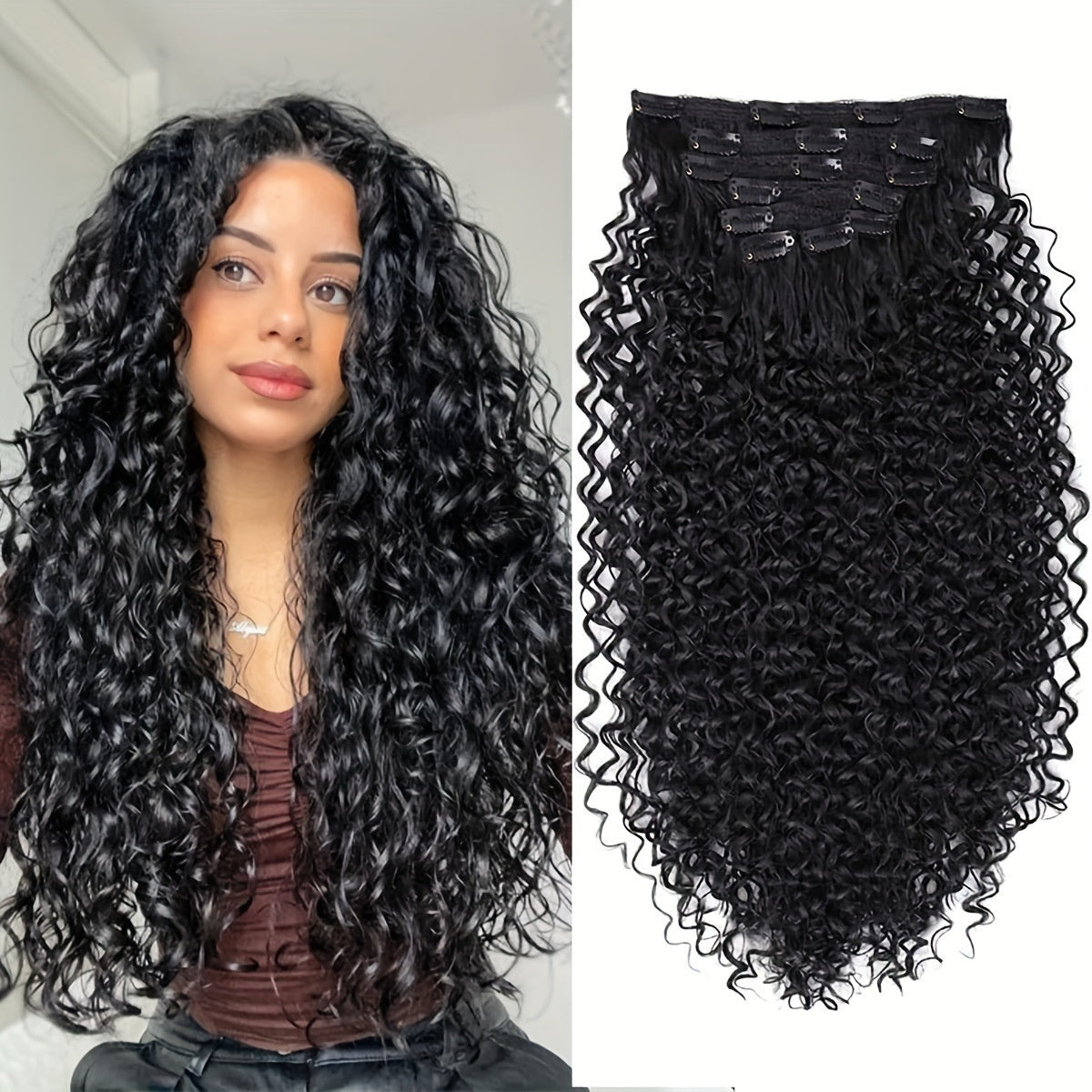 Synthetic Hair Curler Type Hair Extension Hair Curler Type Full Head Wig Women's Black Brown Hair