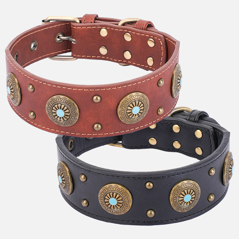High-end Retro Leather Collar Medium And Large Dogs