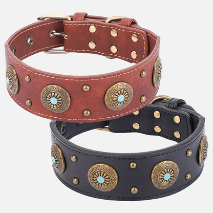 High-end Retro Leather Collar Medium And Large Dogs