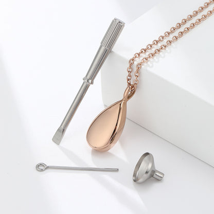 Water Drop Glossy Stainless Steel Geometric Openable Necklace