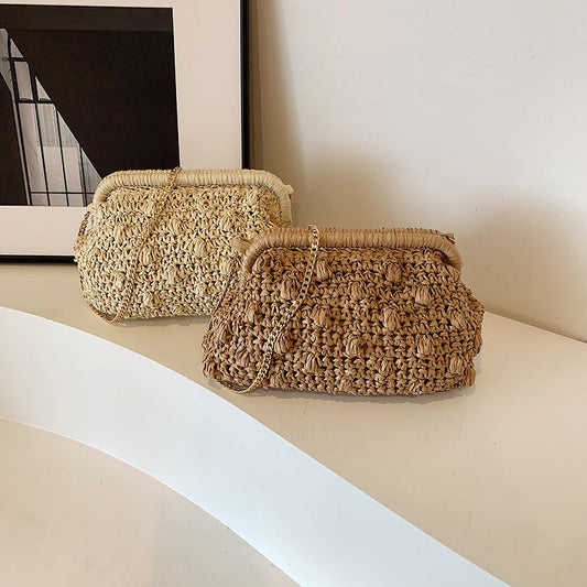 Fashion Woven Bag One Shoulder Hollow Out Beach Bag