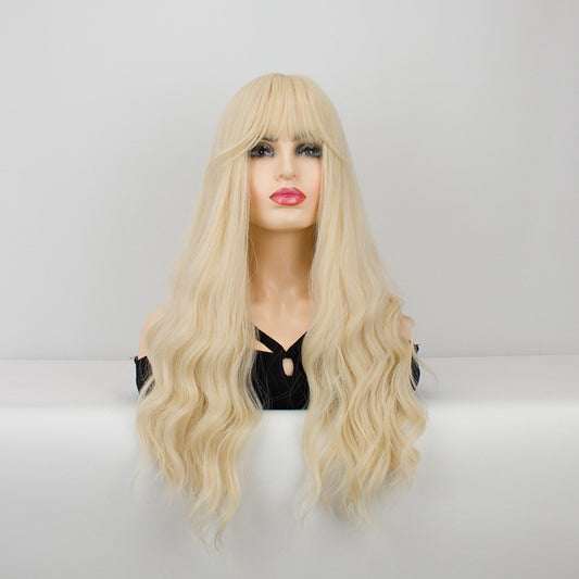 Qi Bangs Purple Silk Gradual Change Chemical Fiber Wig