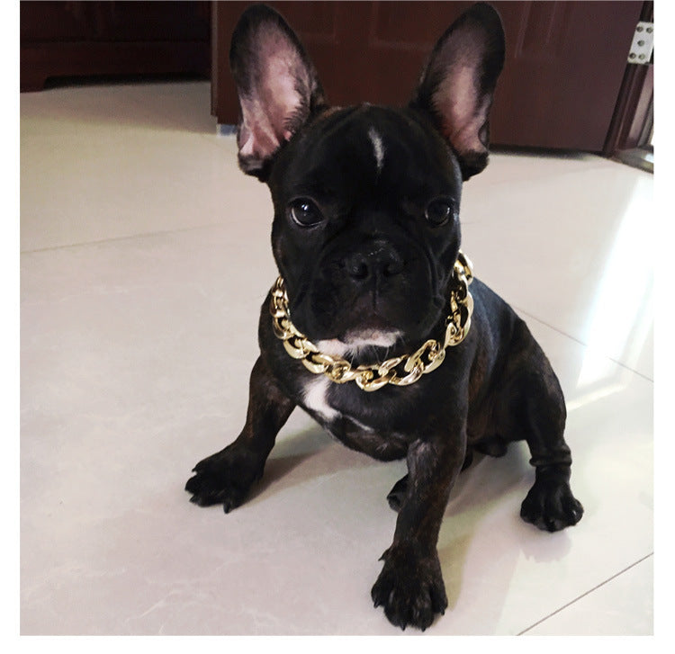 Dog Gold Color Chain Chain Buckle Small And Medium Size Dog Collar Pet Necklace Ornament