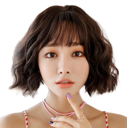 Wig female short curly hair corn hot bobo wave head natural realistic chemical fiber wig headgear