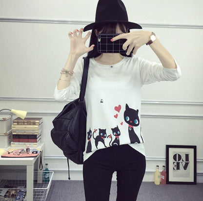 Women's Fashion Personality Printed Crew Neck Top