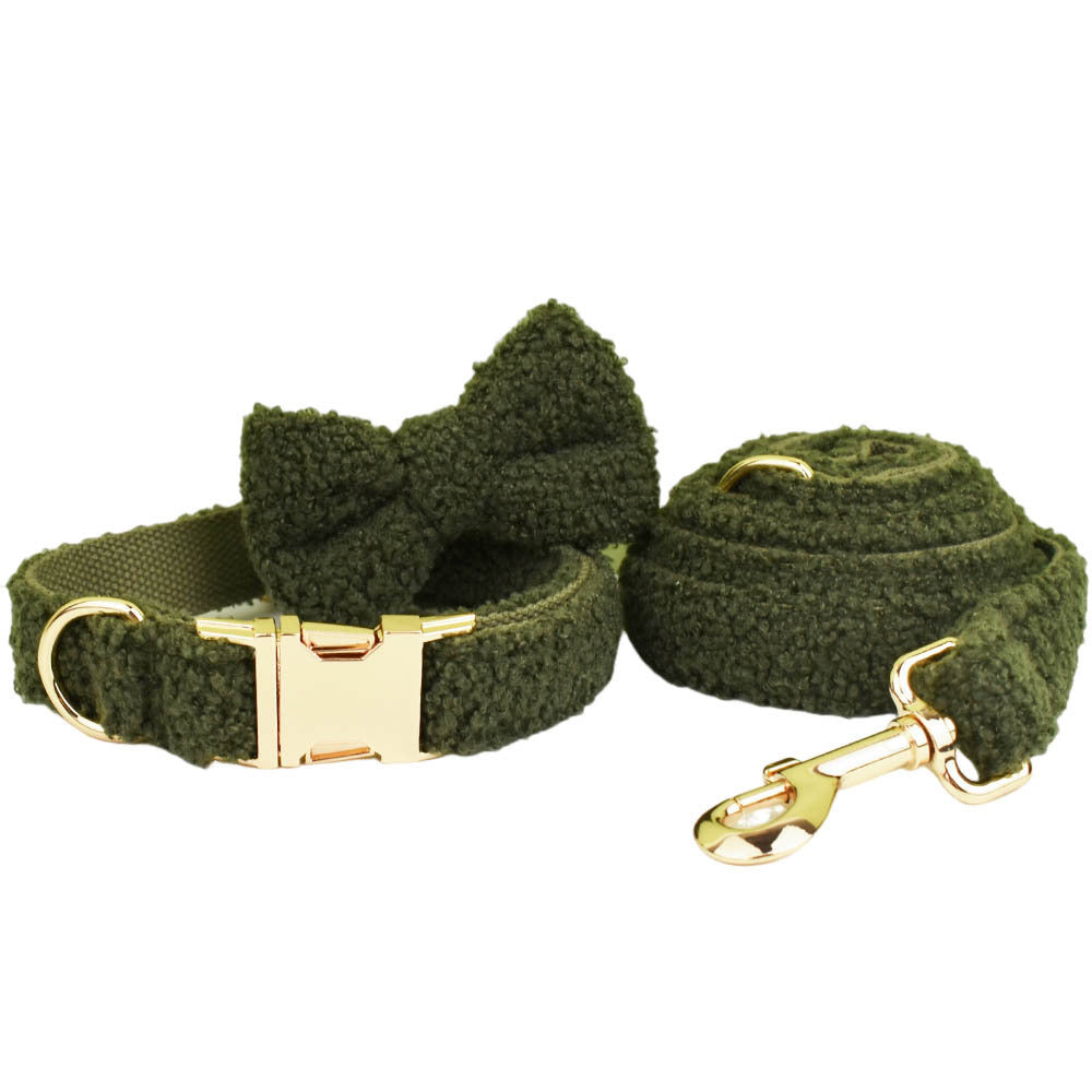 Army Green Velvet Pet Collar Vest