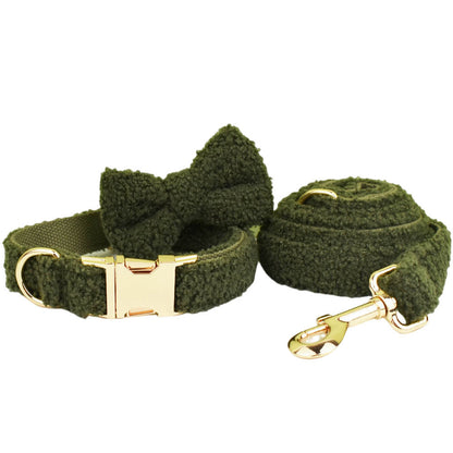 Army Green Velvet Pet Collar Vest