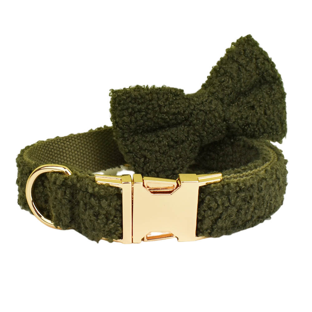 Army Green Velvet Pet Collar Vest