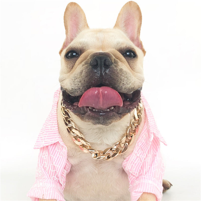 Dog Gold Color Chain Chain Buckle Small And Medium Size Dog Collar Pet Necklace Ornament