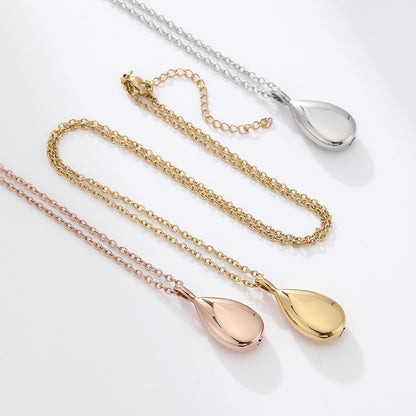 Water Drop Glossy Stainless Steel Geometric Openable Necklace