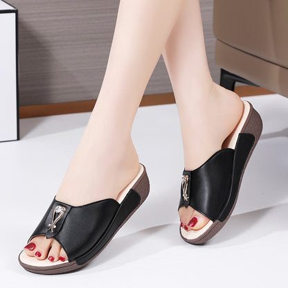 Women's Wedge Height Increasing Platform Shoes Mother With Skirt Sandals