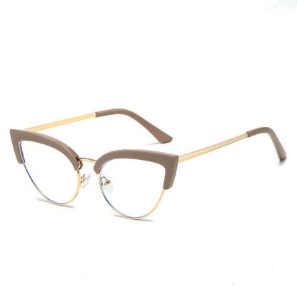 Stylish Large Frame Metal Lower Half Metal Plain Glasses