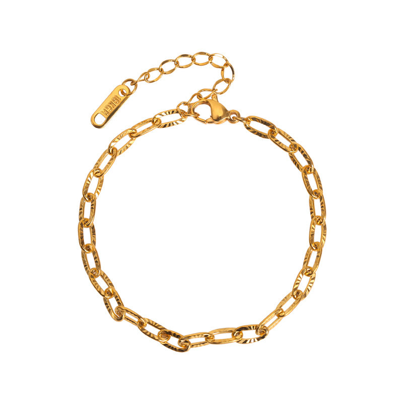 Embossed Bracelet Female Special-interest Design Simple Titanium Steel