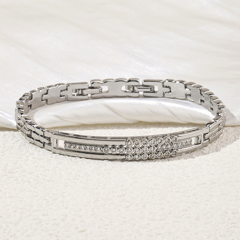 Japanese And Korean Simple Temperament Micro Inlaid Zircon Bracelet