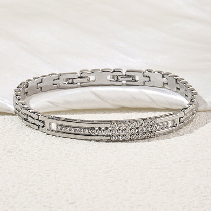 Japanese And Korean Simple Temperament Micro Inlaid Zircon Bracelet