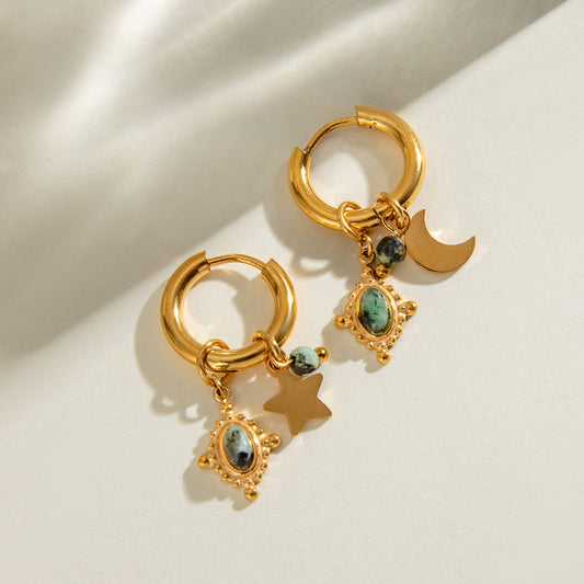 Fashion Stainless Steel Star Moon Ear Clip